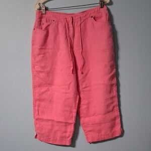 J. Jill Dusty Pink Linen Trousers  Size 14P